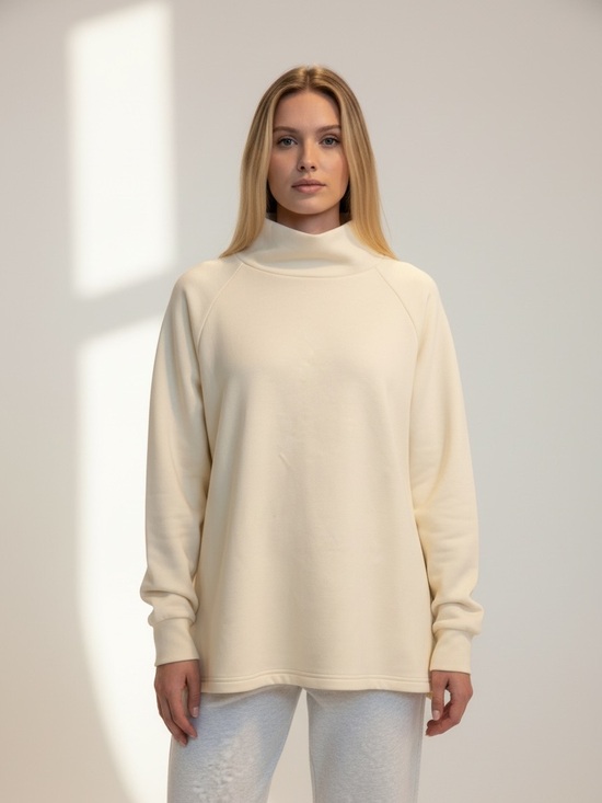 Varley Sweaters - NWOT Varley Cream Viscose Blend Adjustable Waist Funnel Neck Sweatshirt M